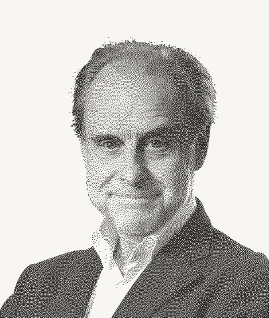 Christophe Chausson, fondateur de Subvento, portrait en gravure pointillée